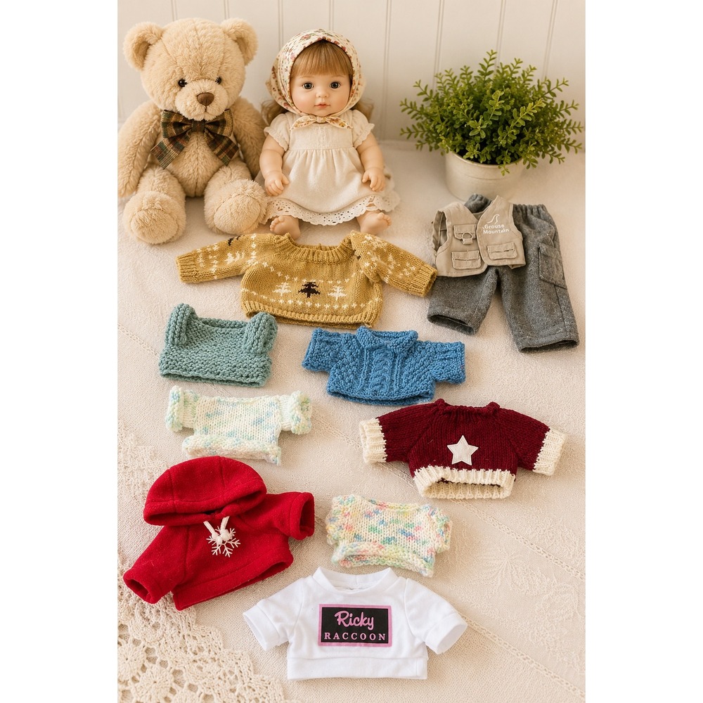 Vintage Handmade Doll Clothes Lot Grouse Mountain Vest Goose Outfit Set Sweater